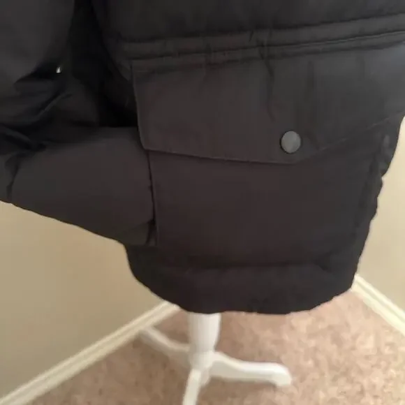 OLD NAVY Black Puffer Jacket. Attached Hood Elastic Waist Full Zip Size XS - Picture 7 of 13